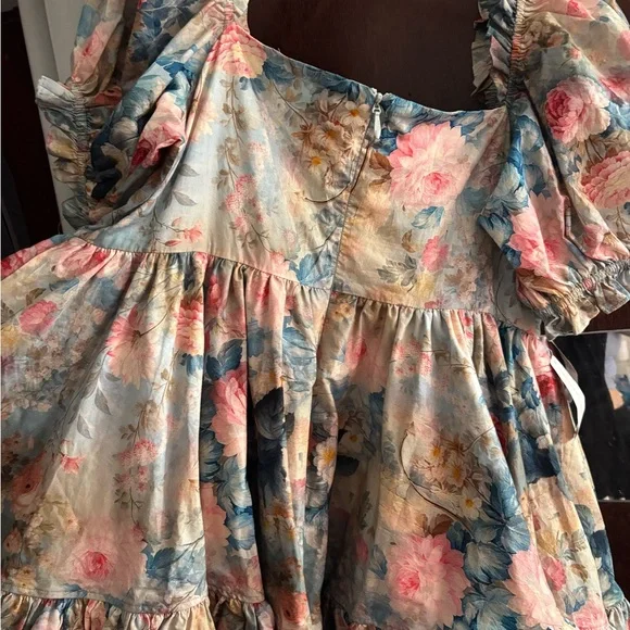 Selkie x Free People Floral Puff Sleeve Mini Dress buttercream dress - Picture 8 of 10